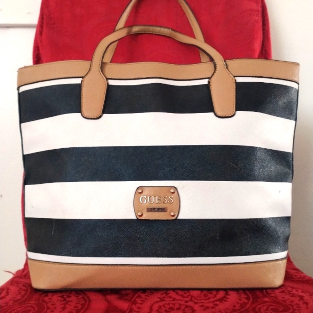 Ladies Guess Bag, large, Black/White